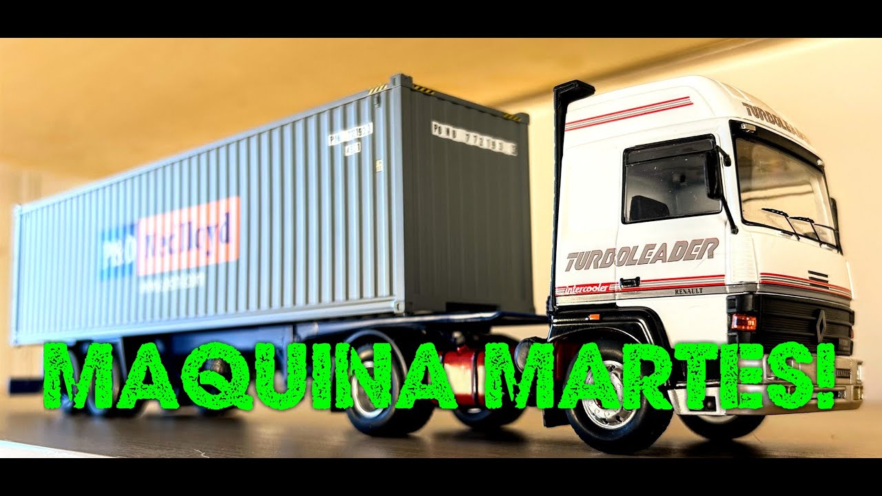 IXO Models Camion Tractor TR089 1987 Renault R370 en escala 1:43 (O Gauge) con remolque y contenedor