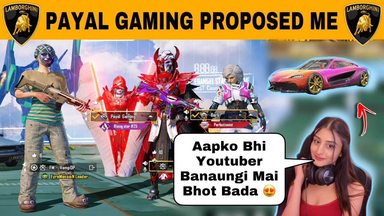 Random YOUTUBER GIRL Payal Gaming Fan 😳Shocked by my Gameplay & Inventory 😍& Gifted me 8000 Uc 🥰