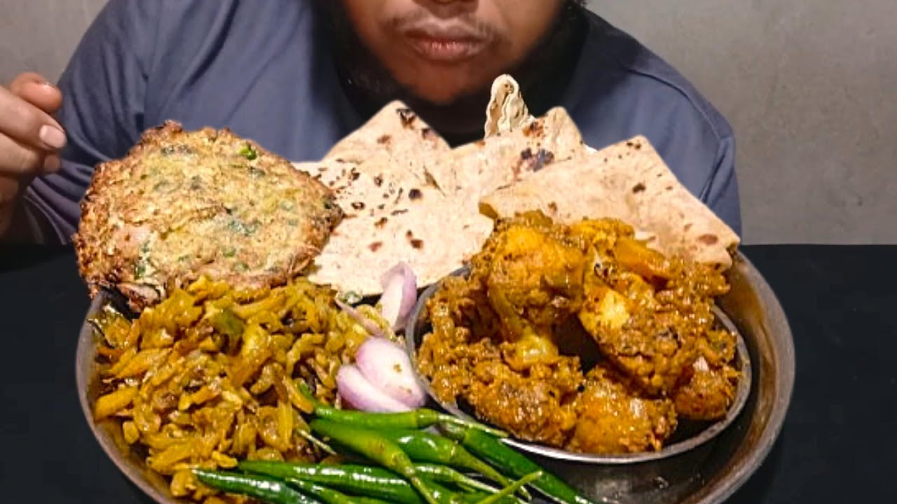Eating Ruti, Mix Veg, Vaji, Egg Fry with Onion & Green Chilli | Deshi Food ASMR | AV Eating ASMR