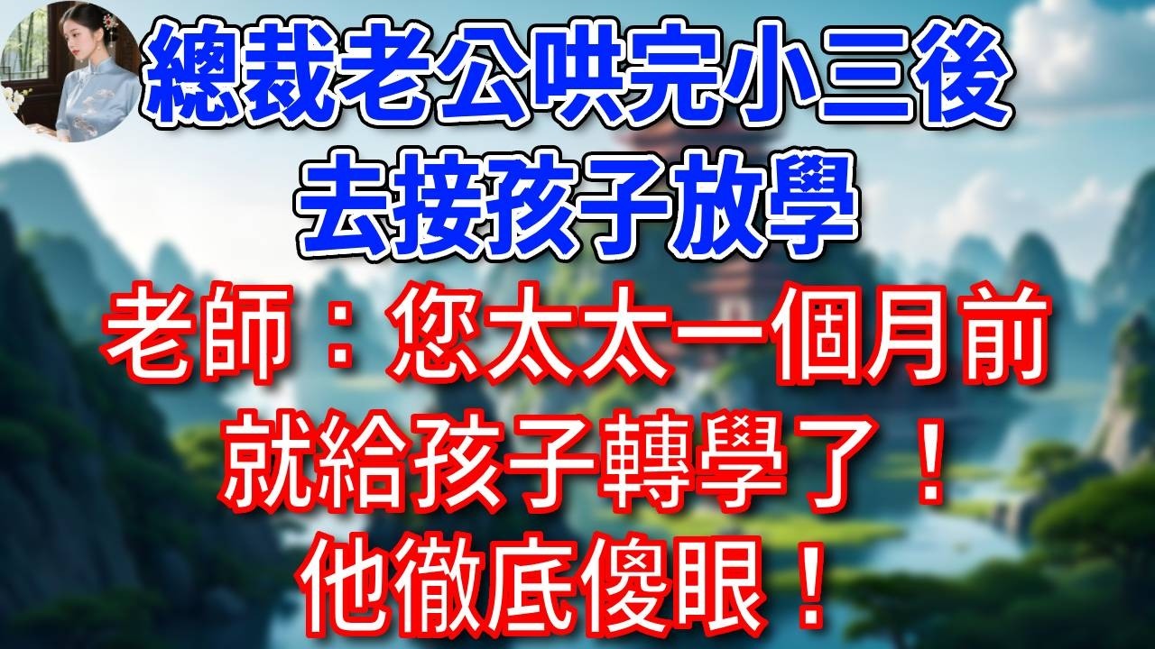 總裁老公哄完小三後，去接孩子放學，老師詫異：您太太一個月前，就給孩子轉學了！他徹底傻眼！#為人處世#生活經驗#情感故事#故事#小說#戀愛#情感#婚姻