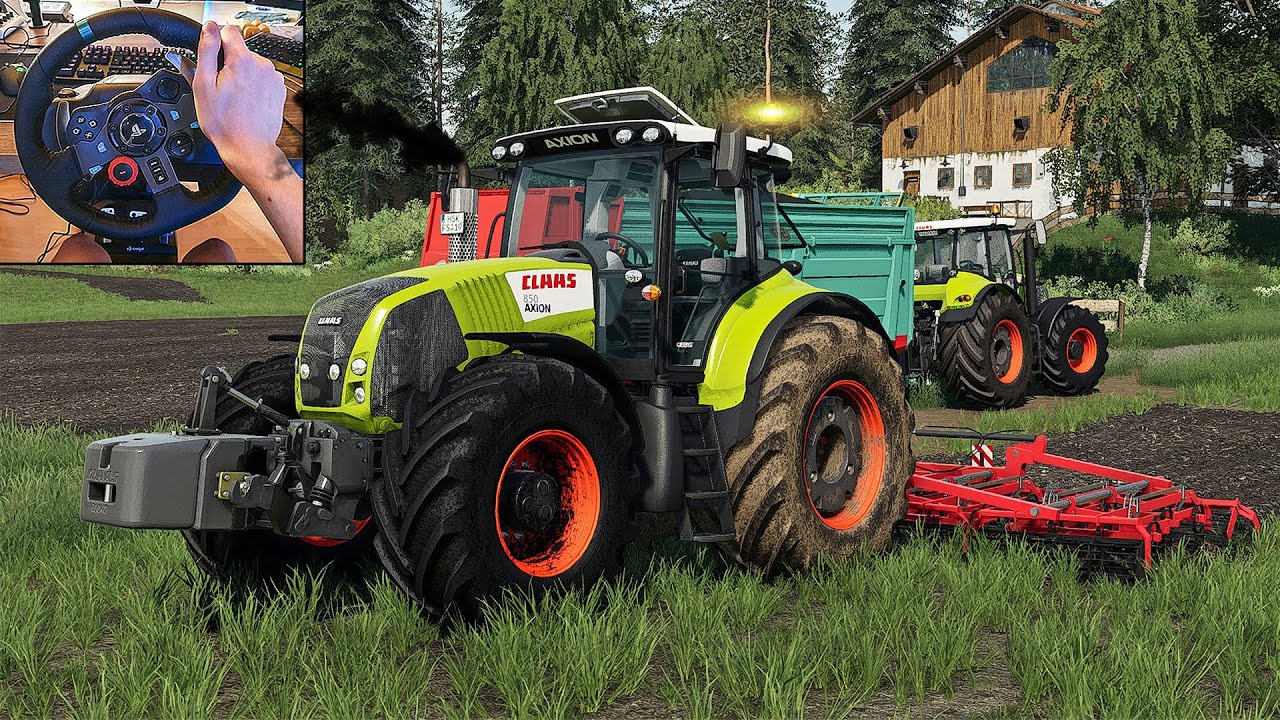 Working with Claas Axion 850 - Farming Simulator 19 | Logitech g29 gameplay