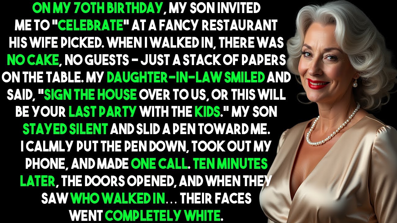 At my 70th birthday, they DEMANDED my house—until one CALL changed everything.