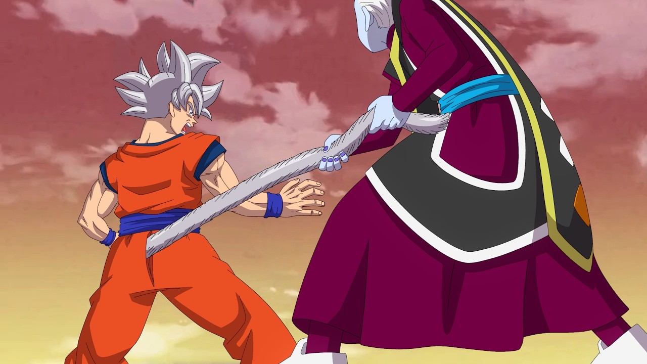 Вис тянет Гоку за хвост и объединяет Ультра Инстинкт с Супер Сайяном 4 — Dragon Ball Super