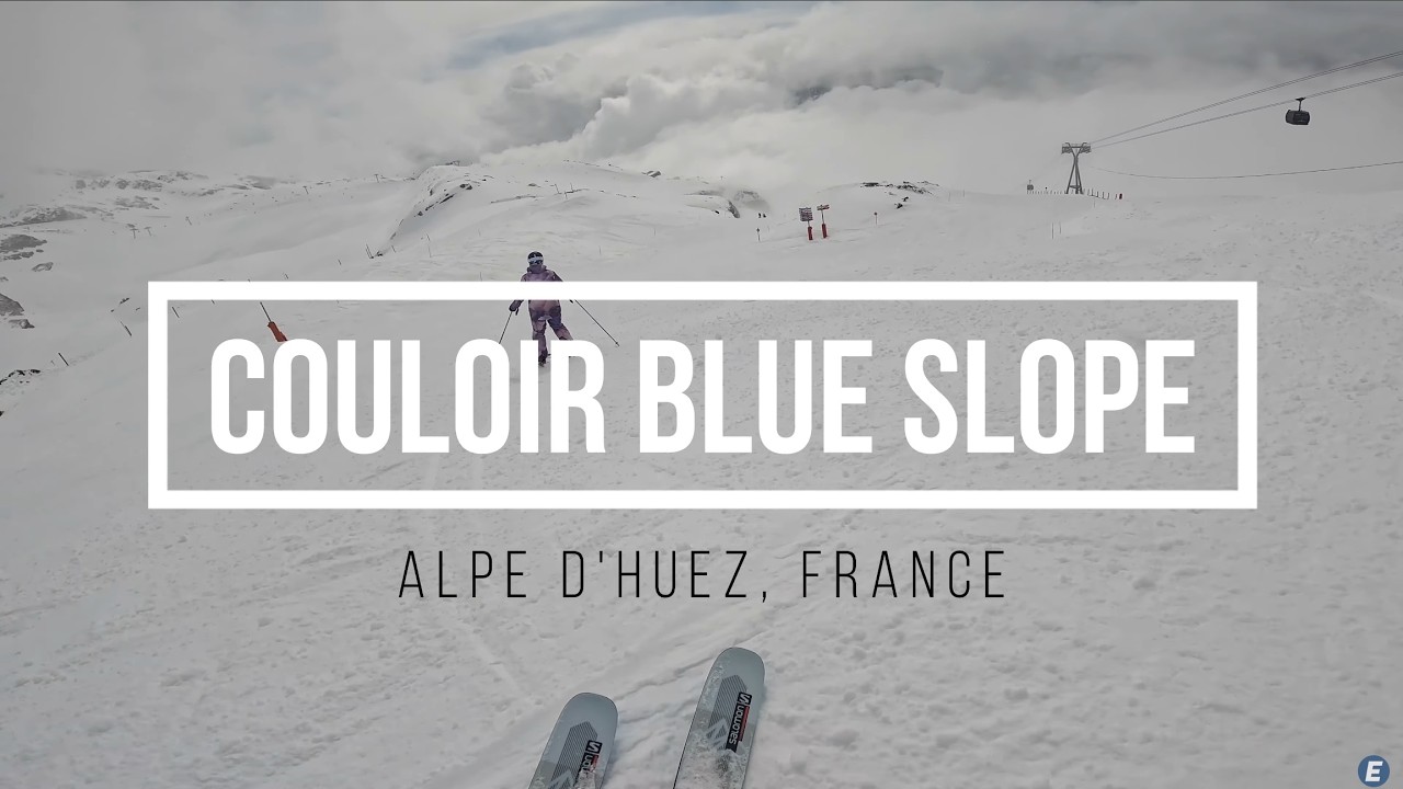 Skiing the Couloir blue slope in Alpe d'Huez [Full run, POV, 4K]
