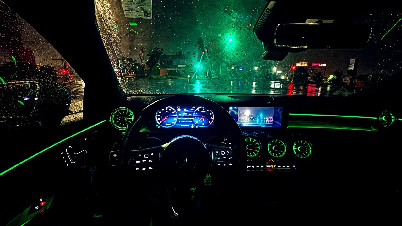 MERCEDES BENZ AMG NIGHT TIME POV IN THE RAIN (INSANE POPS)
