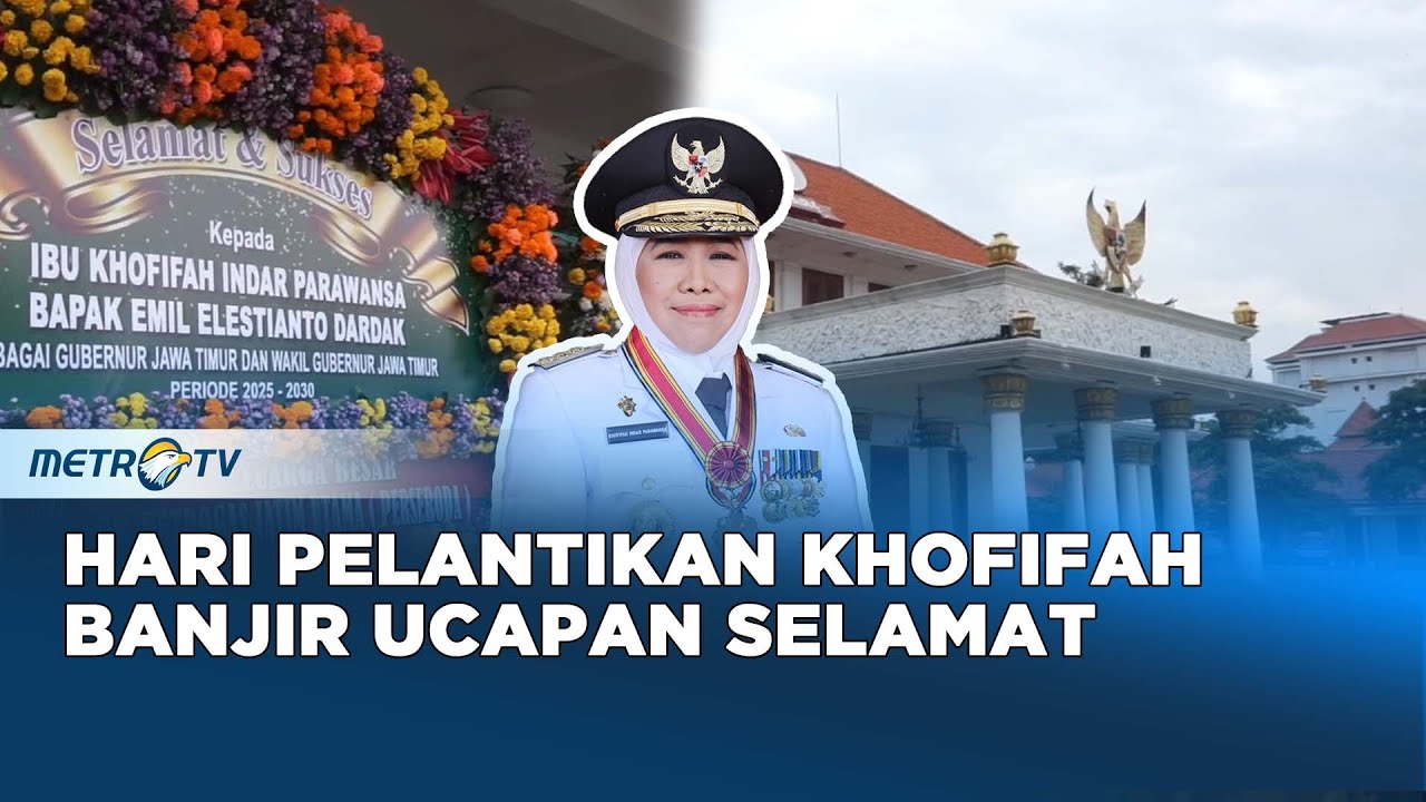 Ucapan Selamat kepada Khofifah Penuhi Grahadi Surabaya