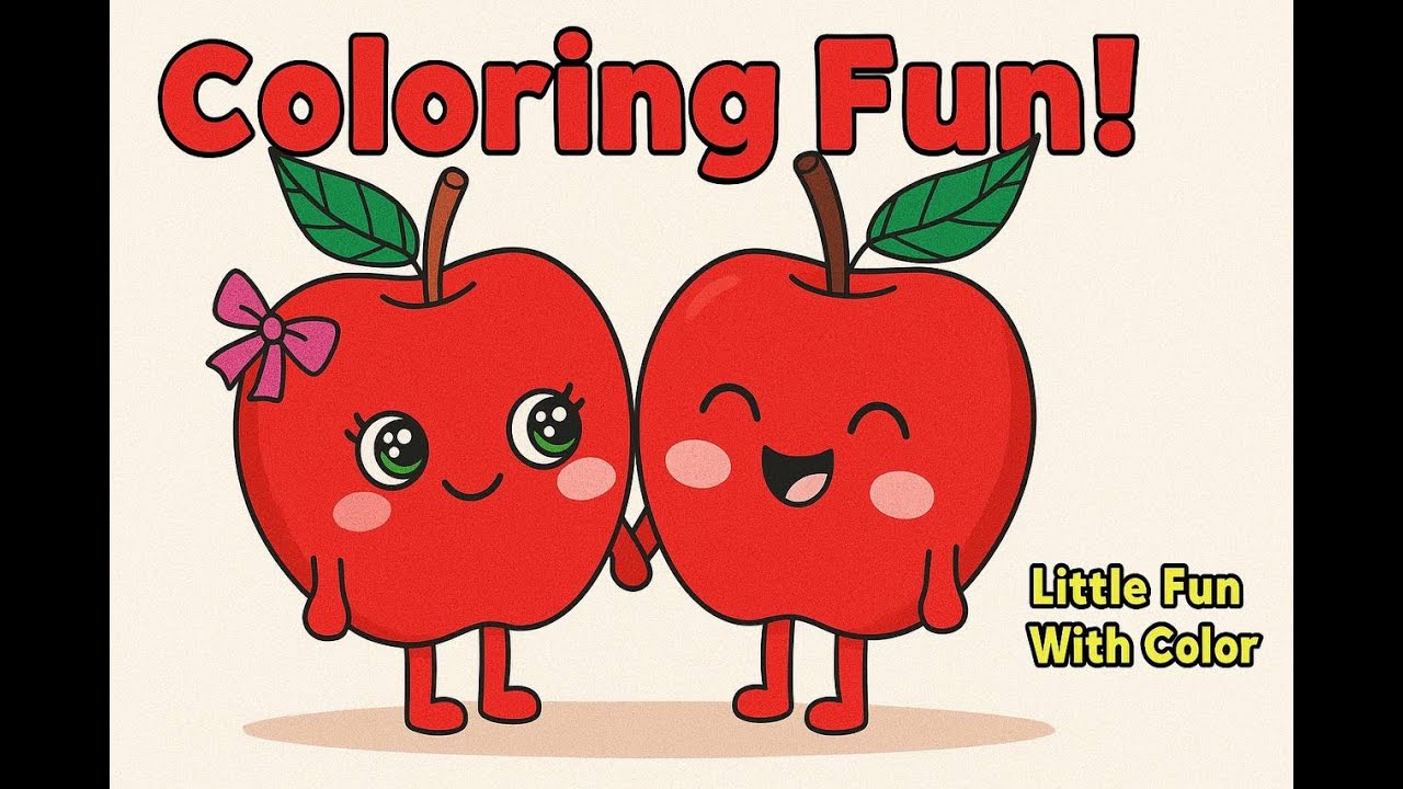 Cute Apple Friends 🍎✨ | Fun & Relaxing Coloring  #coloringforkids  #coloringfun