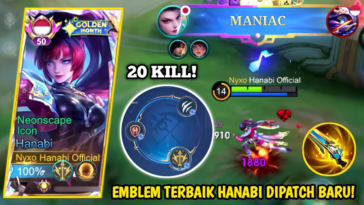 20KILL! INI DIA EMBLEM TERBAIK HANABI DIPATCH BARU AUTO MANIAC! HANABI BEST BUILD TERSAKIT - MLBB 