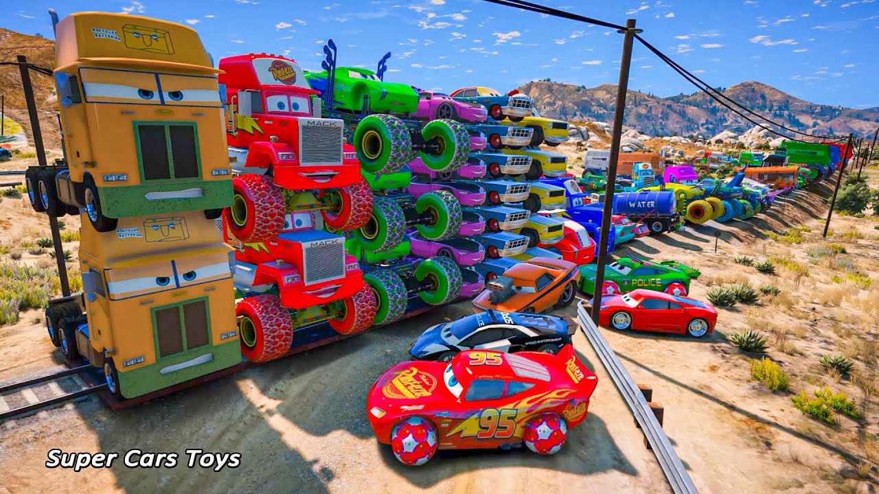 Disney Cars 3 McQueen Jerry Truck 8x8 Jackson Storm Wingo Mario Gale Beaufort Mack Hauler All Smokey
