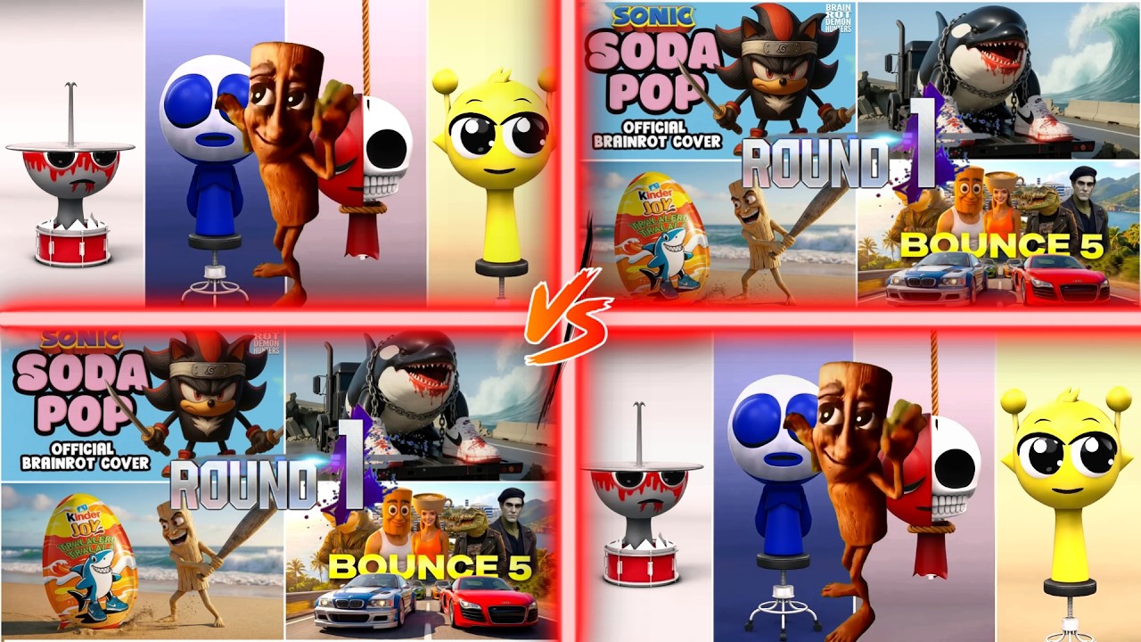 INCREDIBLE SPRUNKI HELP 🆚 SONIC SODA POP 🆚 BOUNCE 5 - The Ultimate Brainrot Battle