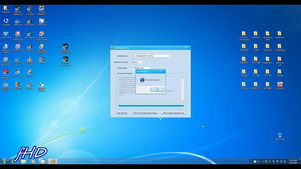 formatting 3TB external hard drive to Fat32 file system w 2Tware Fat32Format