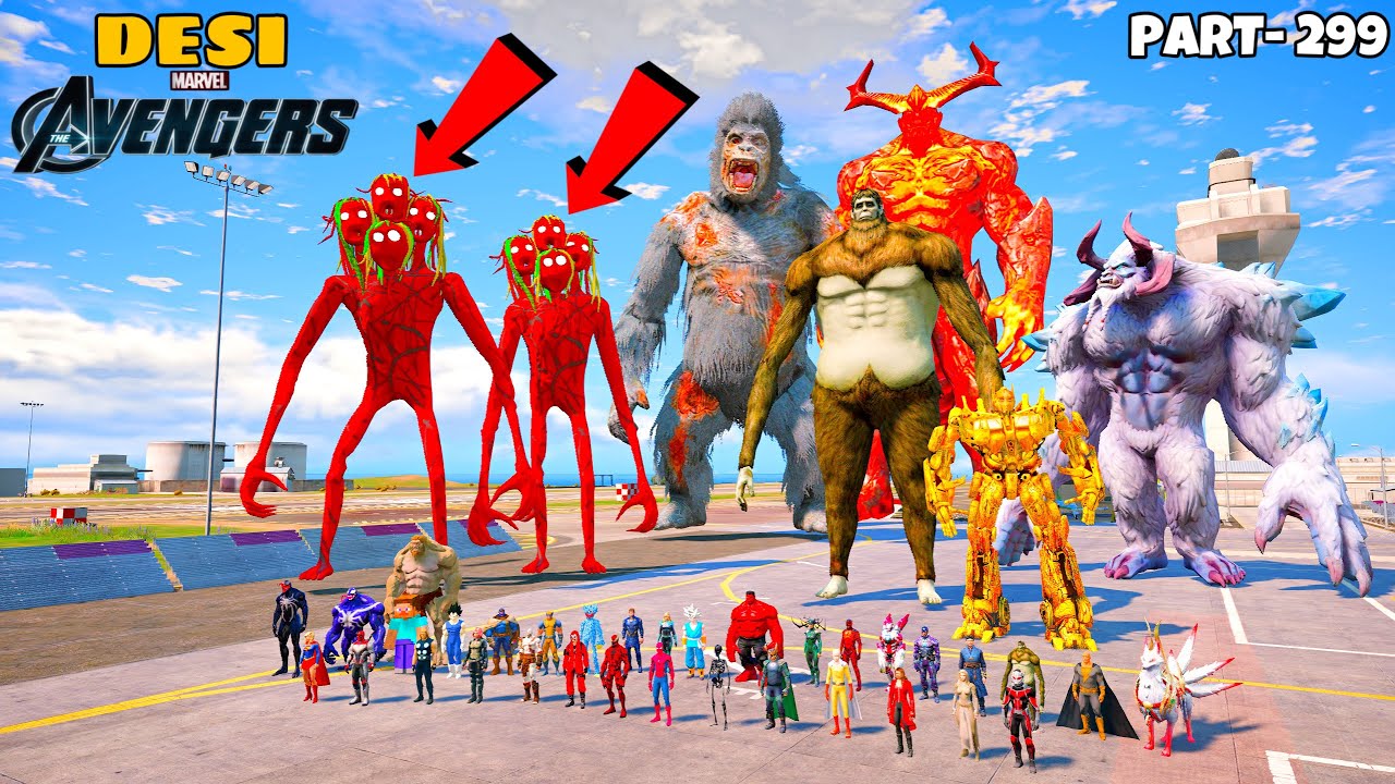 DESI Avengers and Kratos Did Battle with Giant Red Demon Army in GTA 5 | GTA V #299