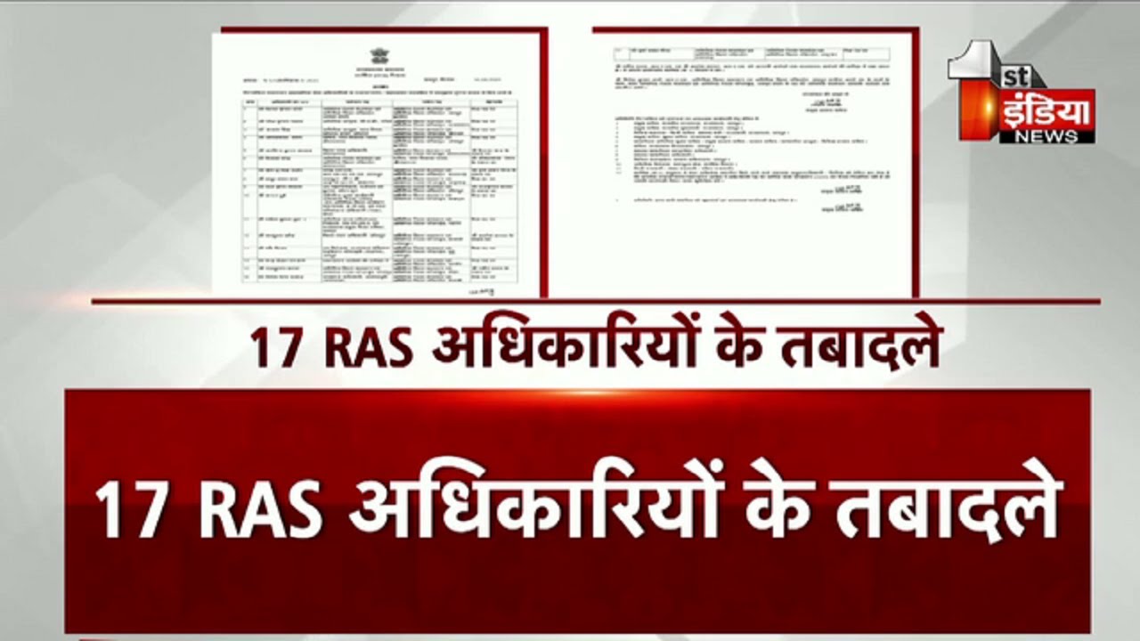 RAS Transfer: 17 RAS अधिकारियों के तबादले, 5 पुराने जिलों में बदले गए ADM | Rajasthan Government