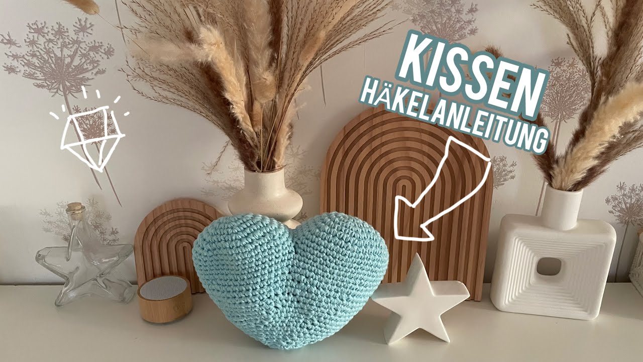 Einfachen Kissen in HERZ Form häkeln 💙 #häkelanleitung 