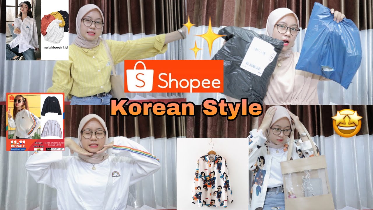 SHOPEE HAUL + TRY ON ATASAN KOREAN LOOK✨🤩
