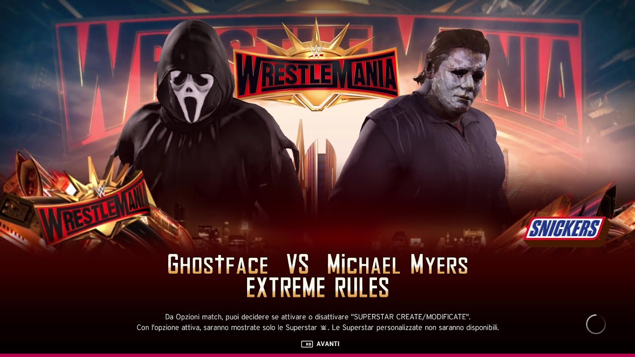 Ghostface vs Michael Myers (1vs1) Extreme Rules-- Wwe 2k20-Gameplay
