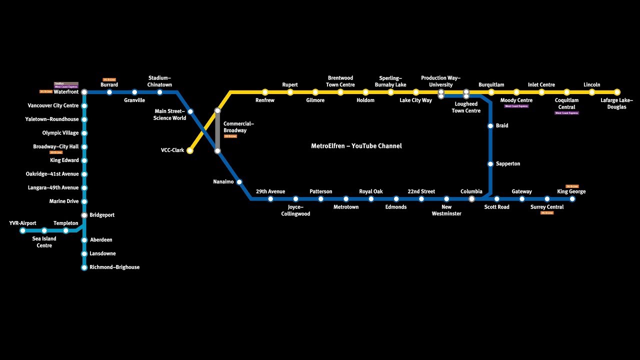 SkyTrain Map / Expo, Millennium, and Canada Line Announcements