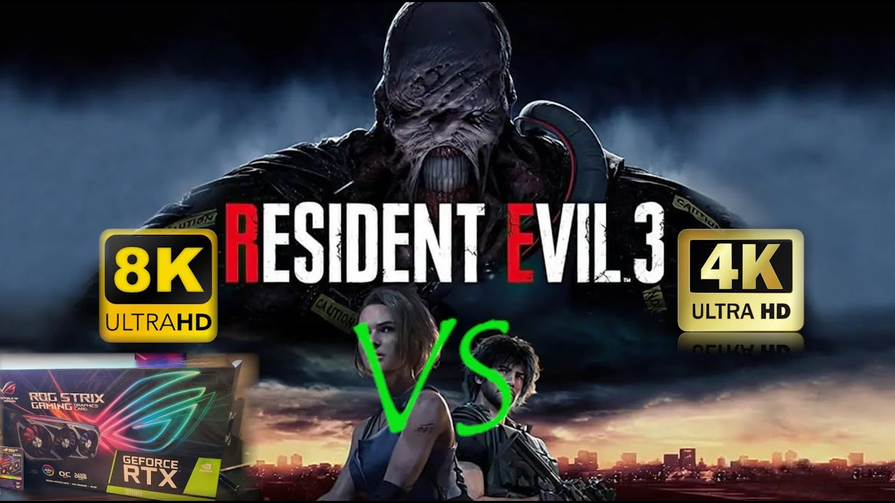 ASUS ROG STRIX 3090 OC || Resident Evil 3 || 8K - 19GB VRAM Usage VS 4K - 13GB VRAM Usage || Ultra