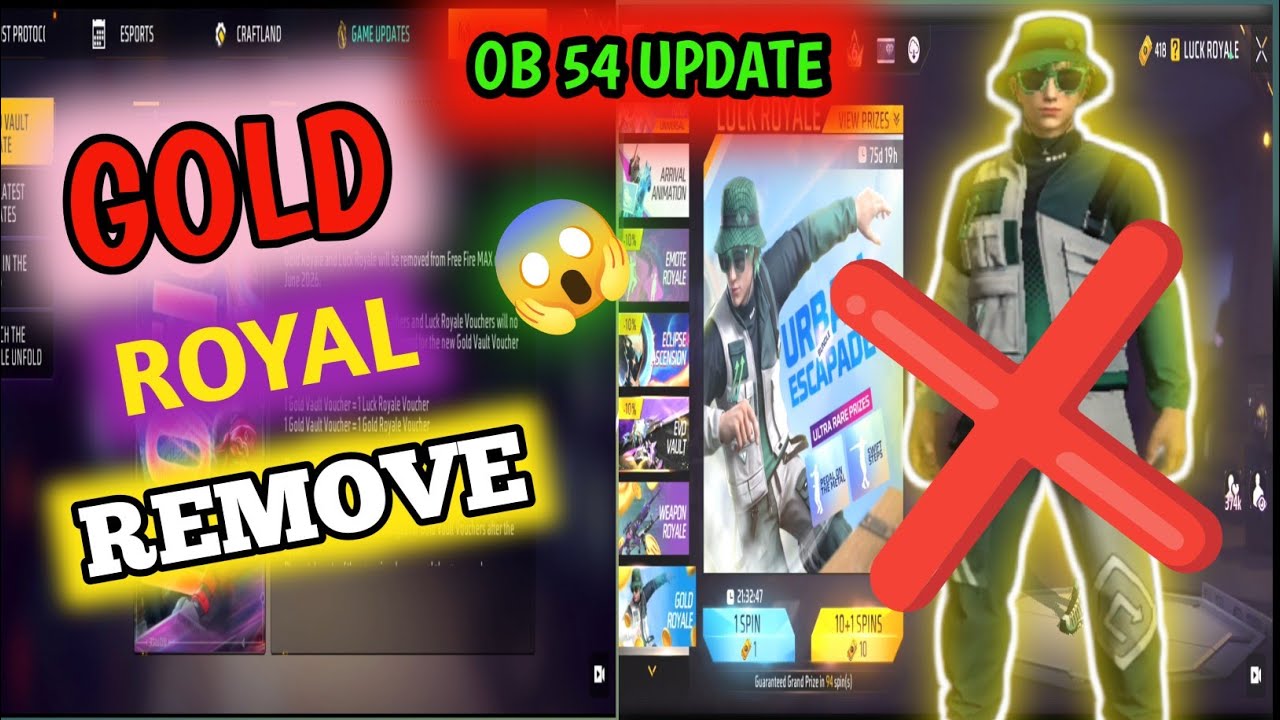 Gold Royal Remover Permanent 😰 OB 54 Update ! FF New Event ! FF New Update 