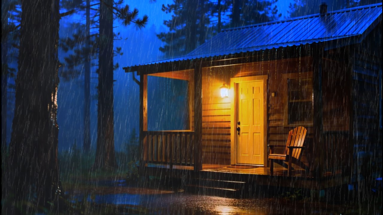 Heavy Rain on Cabin at Midnight 🌙🌧  Fall Asleep Fast Tonight