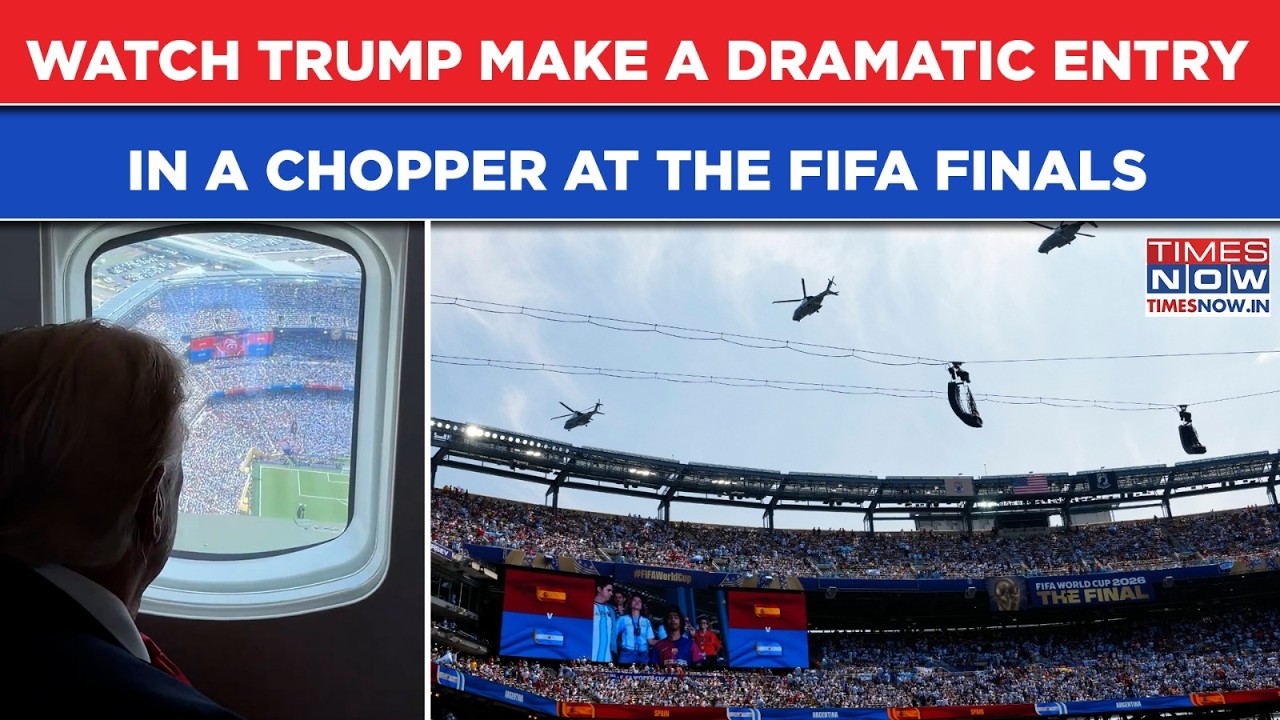 WATCH Trump's Dramatic Entry At FIFA World Cup Finals| Aerial View Shows US Prez Arrive In Chopper