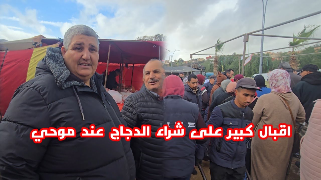 اقبال كبير عند التاجر موحي على الدجاج شوفو الناس فرحانين شوفو أجواء السوق 
