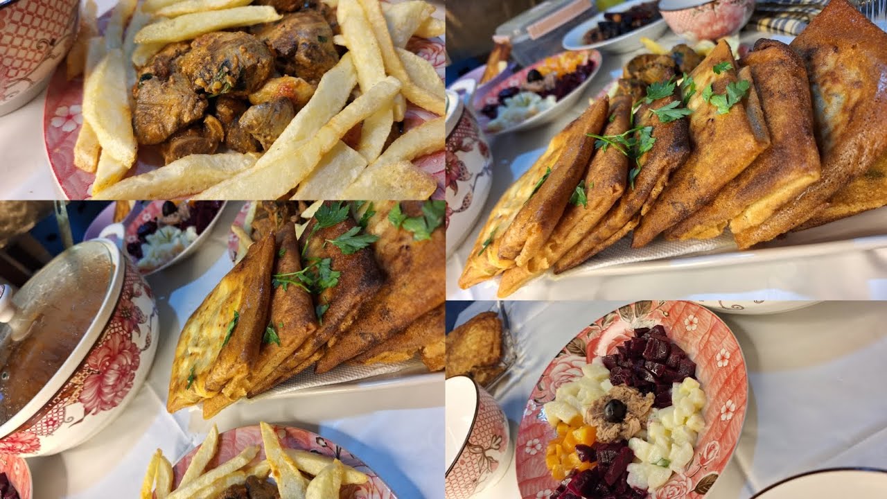 طاولة ثالت يوم رمضان 🌙 شربة فارميسال و البريك 🤲سلطة بيطراف مشكلة 🥗كبدة مشرملة وفريت 🩷