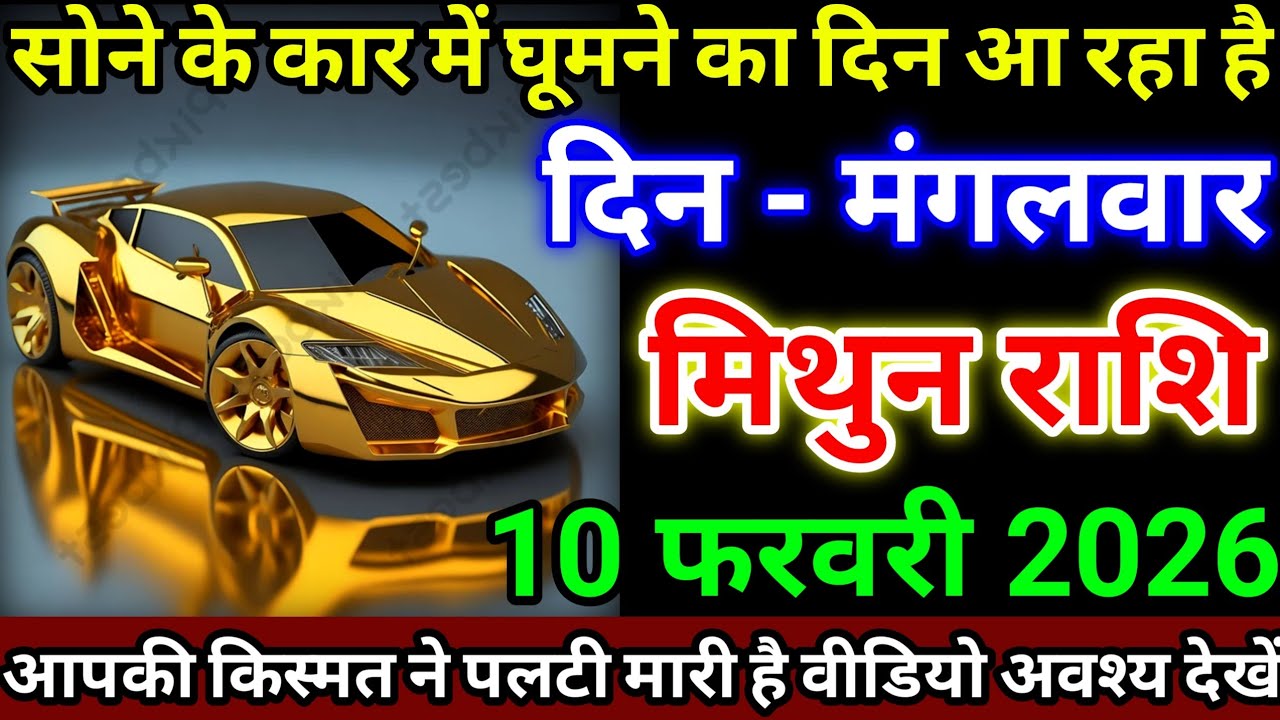 मिथुन राशि 10 फरवरी 2026 सोने के कार में घूमने का दिन आ रहा है, आपकी किस्मत ने पलटी #mithunrashi