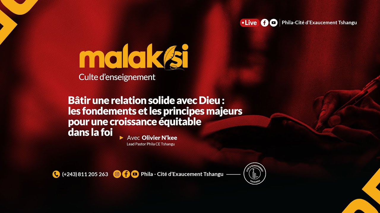🔴 MALAKISI •Live  🎙️Orateur: Olivier N'KEE, Lead Pastor