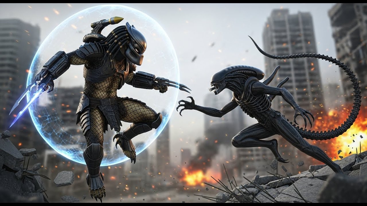 KỊCH TÍNH: Predator Giáp Đen Đấu Quái Vật Axit Đuôi Dài | Armored Predator vs. Xenomorph