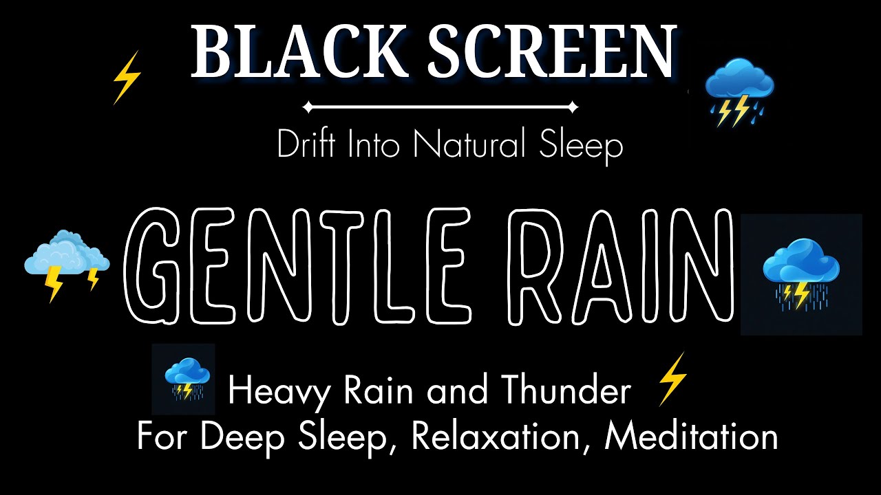 Fall Asleep to Heavy Rain & Thunderstorm | No Ads | Black Screen
