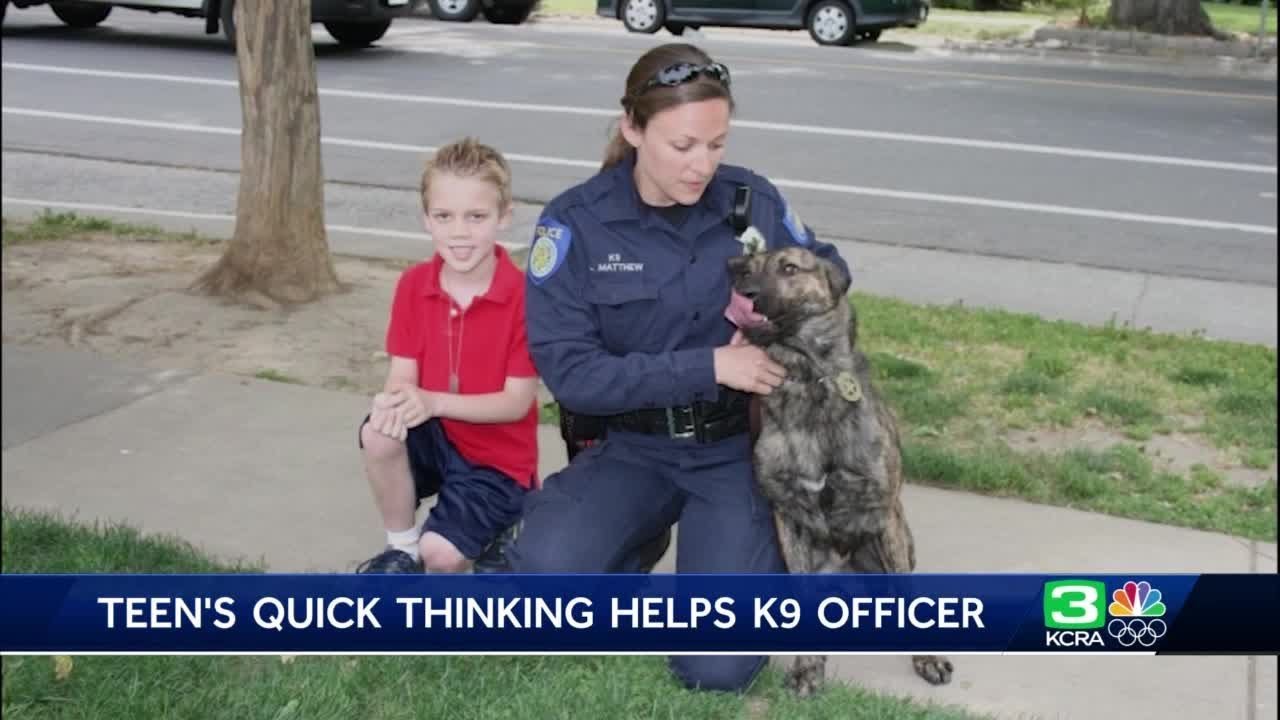 Teen's quick thinking helps K9 officer