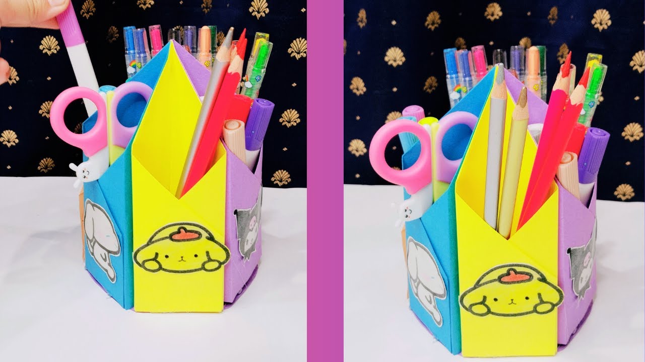 DIY Cute Paper Pen Holder ✂️ | Easy Origami Desk Organizer