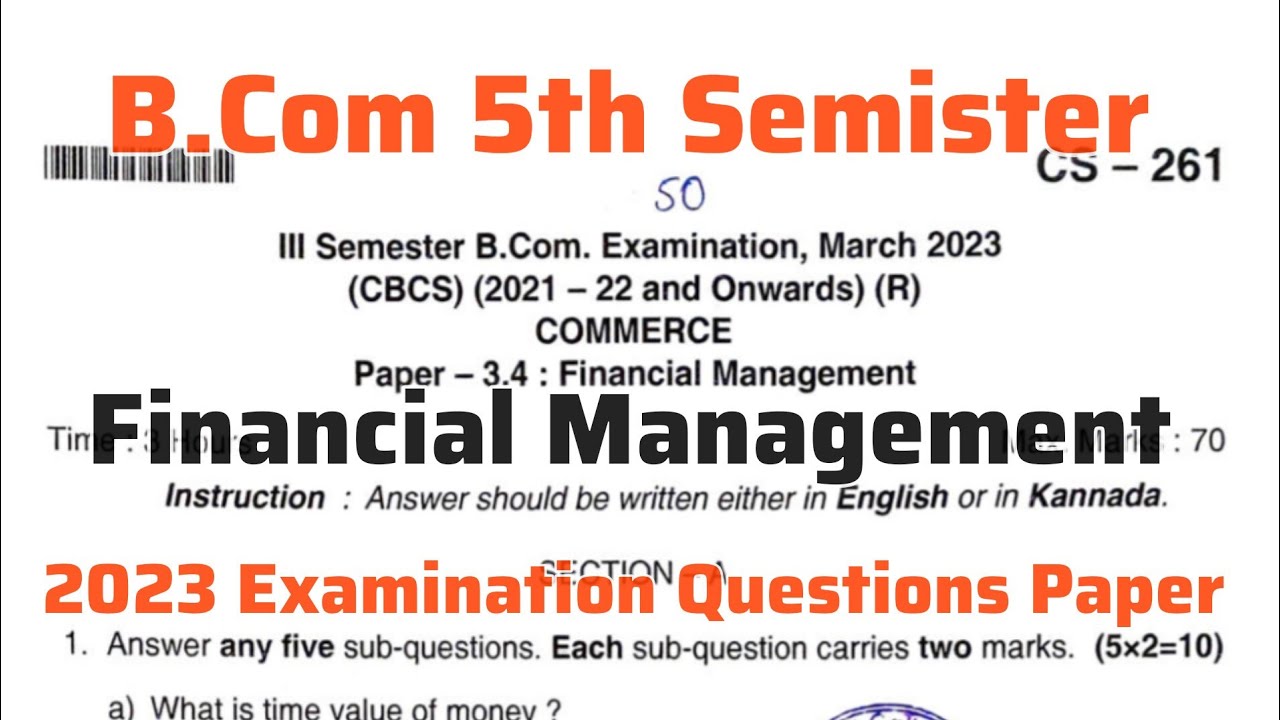 B.Com 5th Semister Financial Management 2023 Questions Paper #nepsyllabus