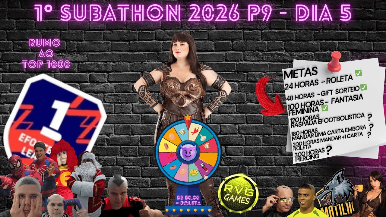 PRIMEIRA DIVISAO RUMO AO TOP 100 - 100 HORAS ✅⏳ - FANTASIA 🤣 - SUBATHON P9 - DIA 5