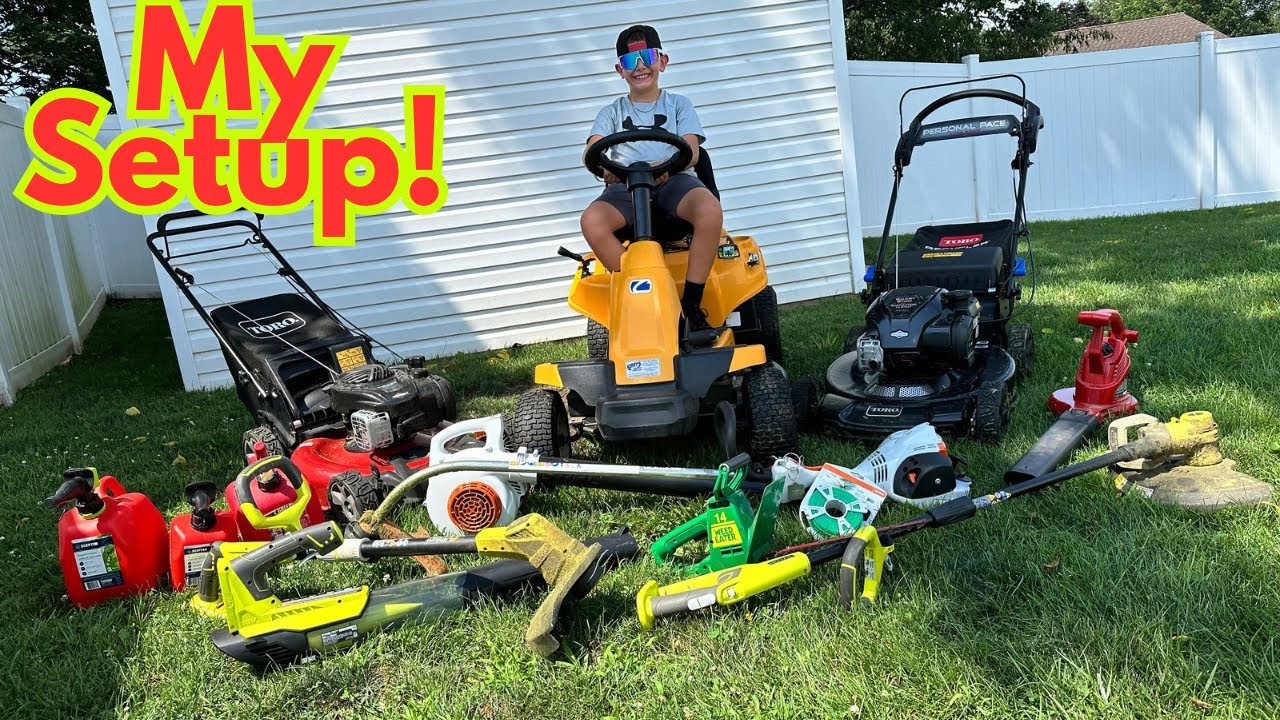 My Lawn Care Setup & Equipment At 10 Years Old!