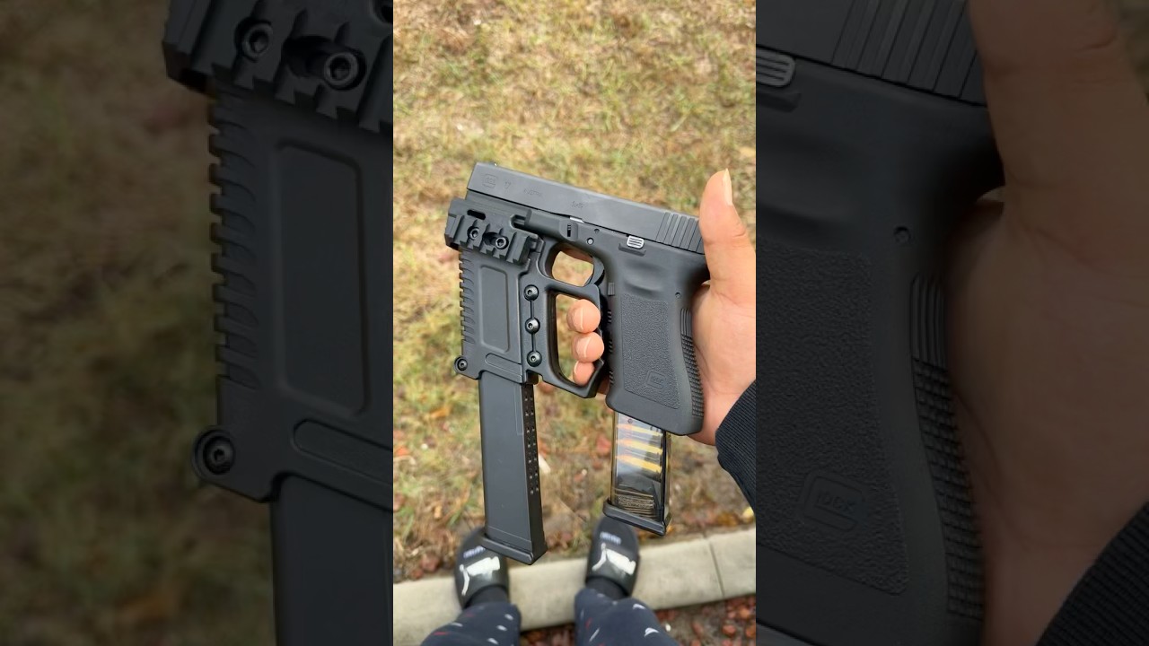 Glock 17 vertical grip with magazine holder.   