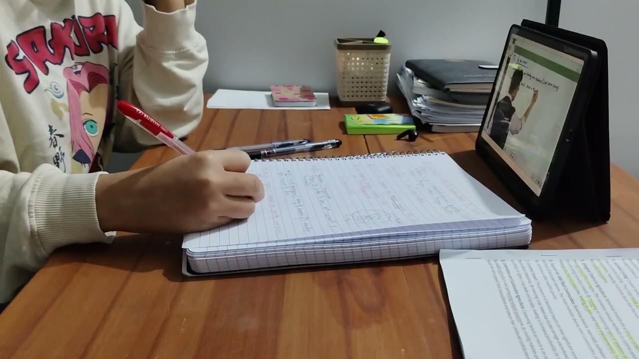 Late night study session, 1 hour 30 minutes | Background noise, no music, no break.