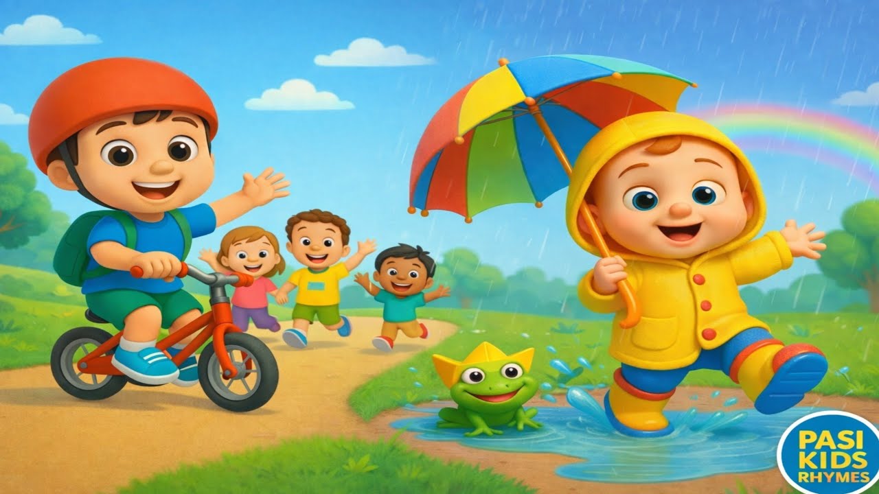 Cycle Ride & Rainy Day Fun Song 🚲☔ Hindi Kids Rhymes