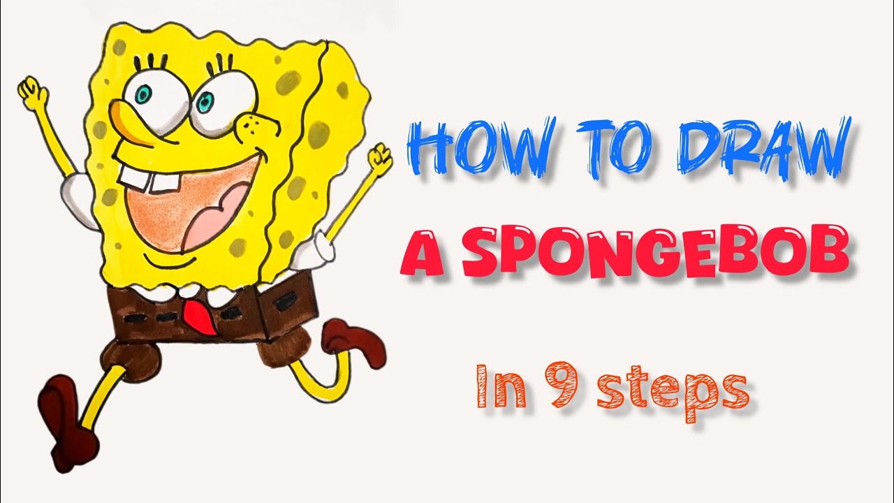 SpongeBob drawing in 9 simple steps | drawtales by swetha | spongebob