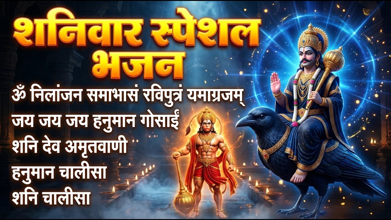 शनिवार भक्ति भजन : ॐ निलांजन समाभासं, श्री हनुमान चालीसा, शनिदेव कथा, शनि चालीसा, शनि हनुमान आरती