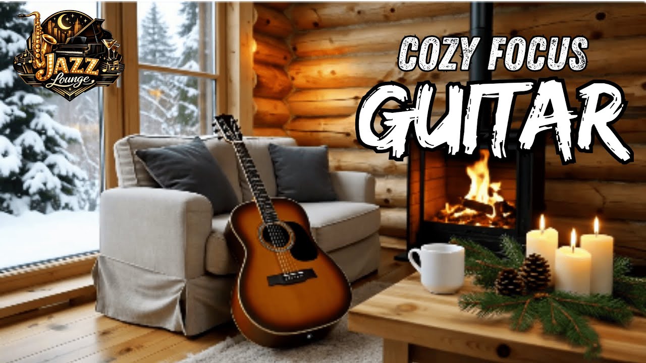 Cozy Winter Morning Guitar & Fireplace | Relaxing Acoustic Music for Focus & Study