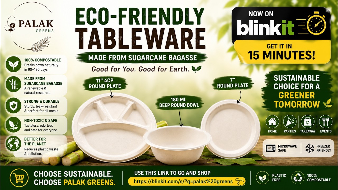 🌿 PALAK GREENS Areca Palm Leaf Plates | 100% Natural, Biodegradable & Eco-Friendly Disposable Plates