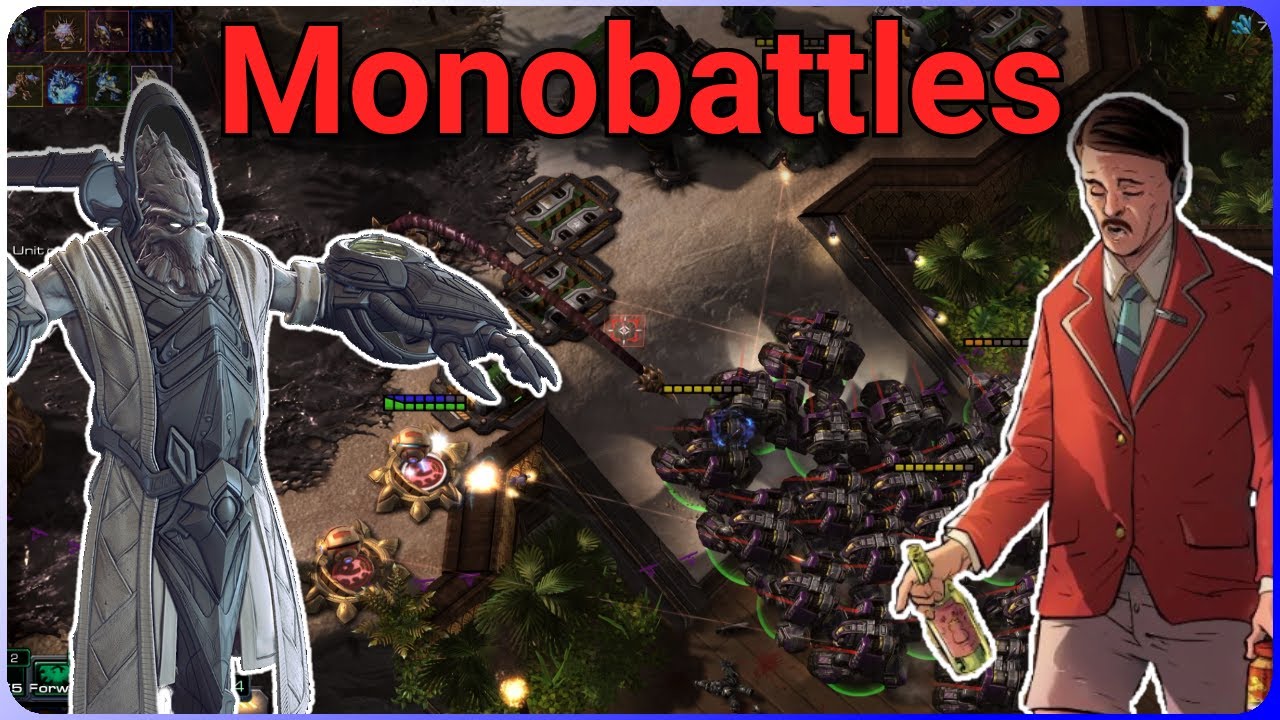The UED Comp: 3 Zergs 1 Terran! - 2 Fun Monobattle Games With Viewers!