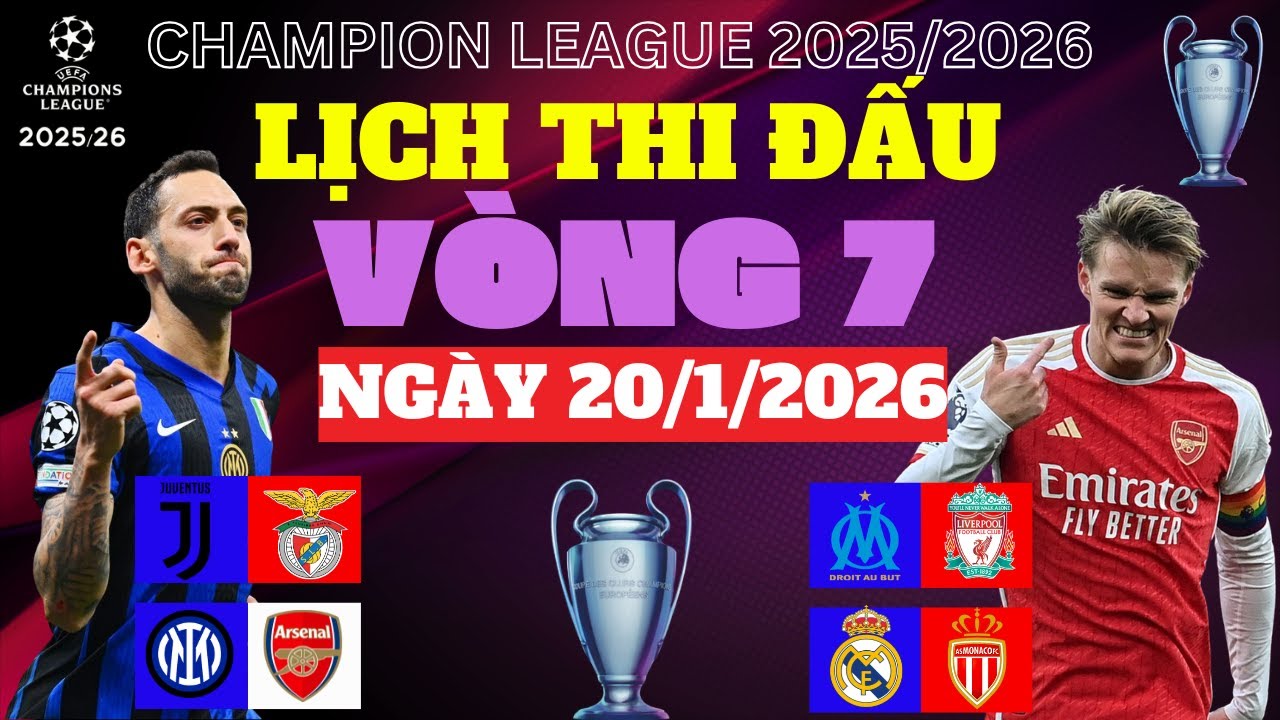 LỊCH THI ĐẤU UEFA CHAMPION LEAGUE  V&Ograve;NG  7(20/1/2026)- INTER MILAN VS ARSENAL|MARSEILLE VS LIVERPOOL