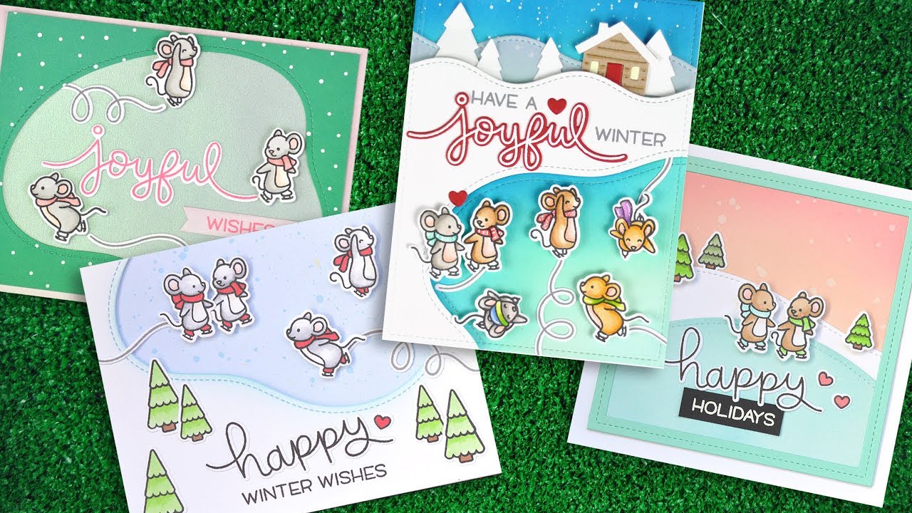 Intro to Mice on Ice and Stitched Pond + 4 cards from start to finish