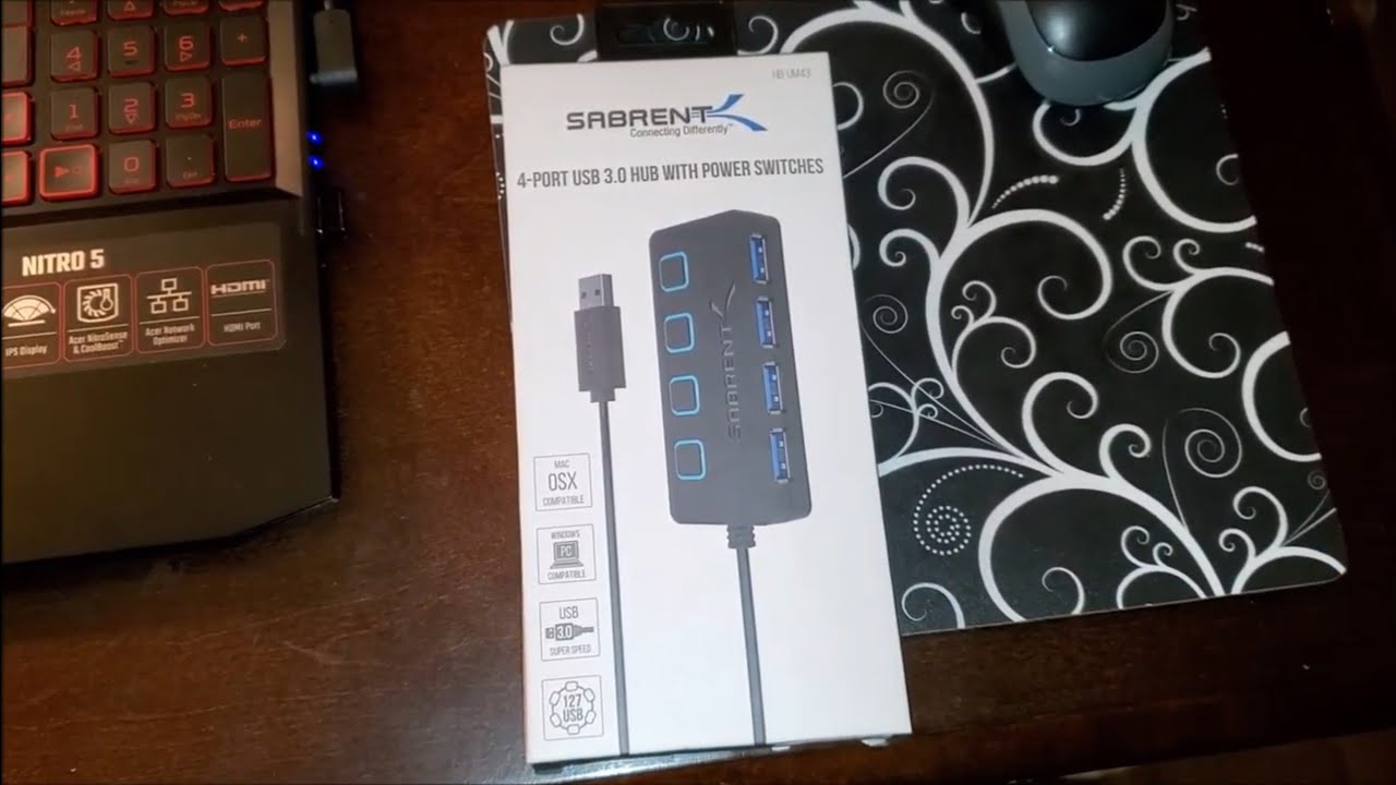 Sabrent 4 Port USB 3.0 Hub With Power Switches - Unboxing & Test