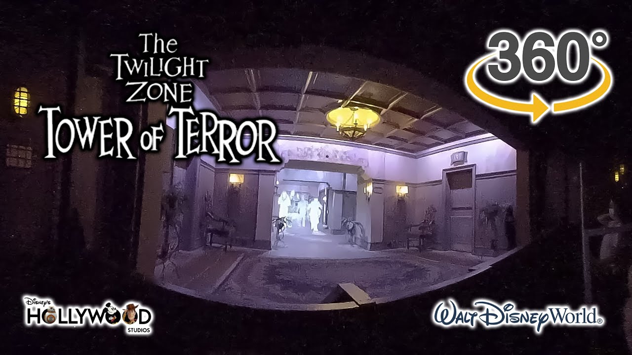 VR 360 Tower of Terror On Ride Low Light HD POV with Queue Walt Disney World  Hollywood Studios