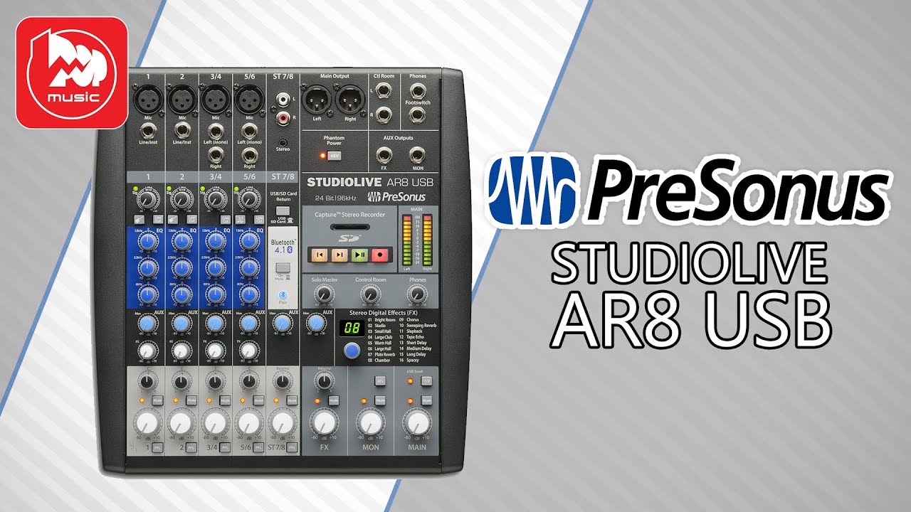 Микшерный пульт PreSonus StudioLive AR8 USB (встроенный аудио интерфейс)