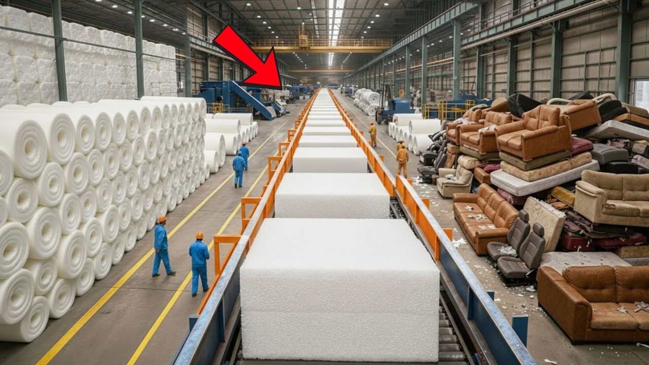 YOU WON’T BELIEVE HOW OLD MATTRESSES & CAR SEATS GET RECYCLED INTO PU FOAM IN A GIANT FACTORY